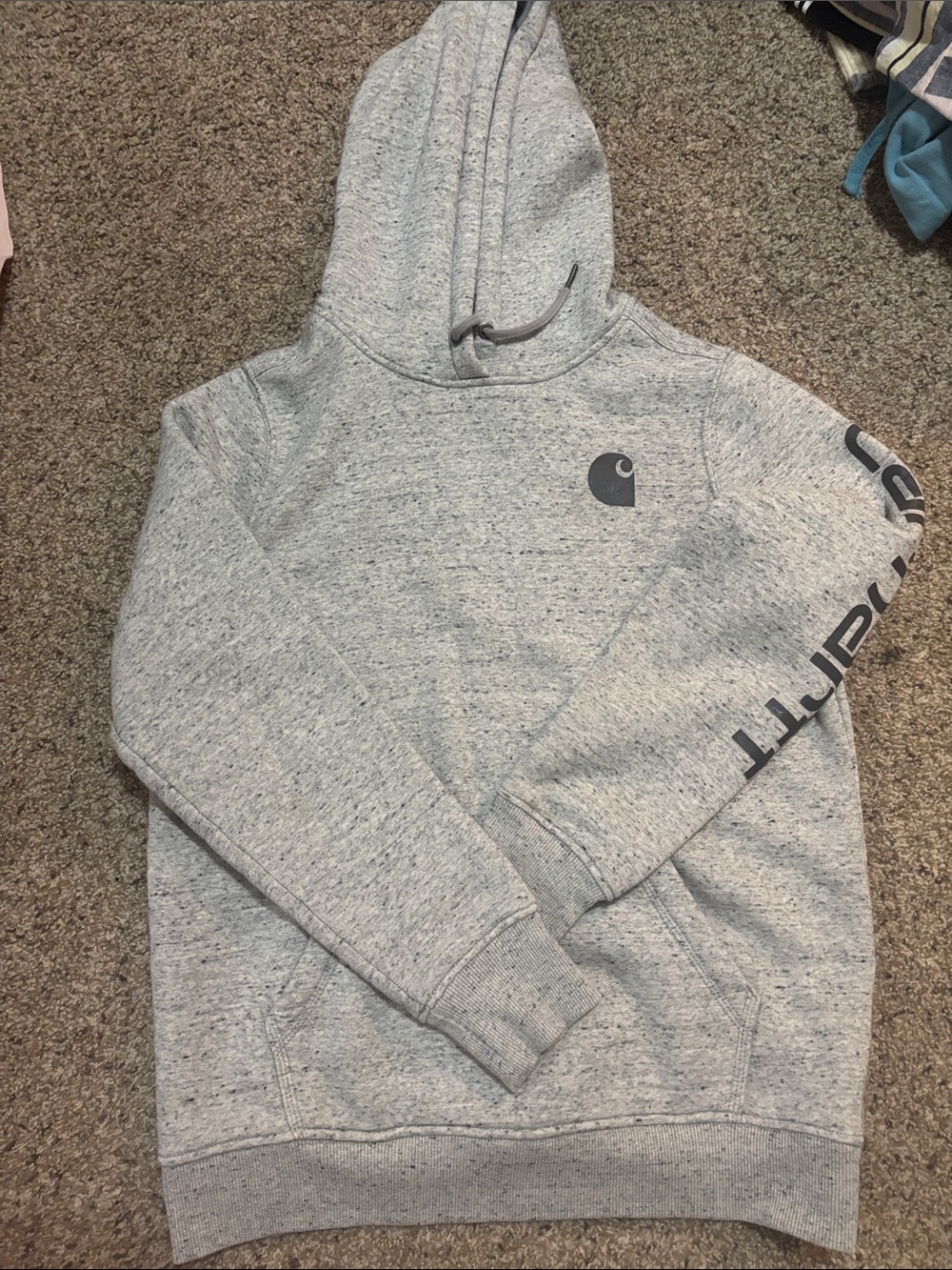 Carhartt Heather Gray Crewneck Hoodie with Logo